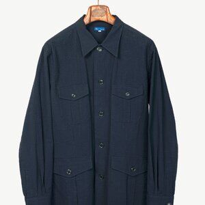 RJ By Ring Jacket Navy Cotton Seersucker Utility Jacket